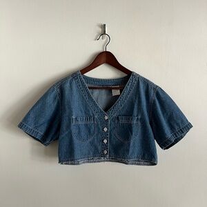 vintage denim button-up crop medium 🩵